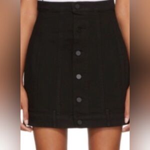 DENIM x Alexander Wang Black Button-Front Utilitarian Moto Panel Mini Jean Skirt